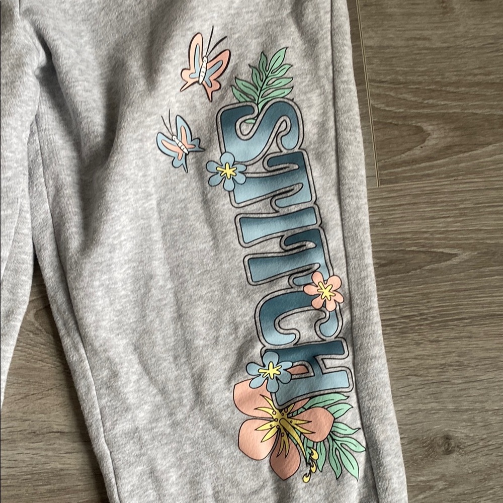 Disney Gray Joggers with Stitch and Floral Accents - Picture 5 of 8